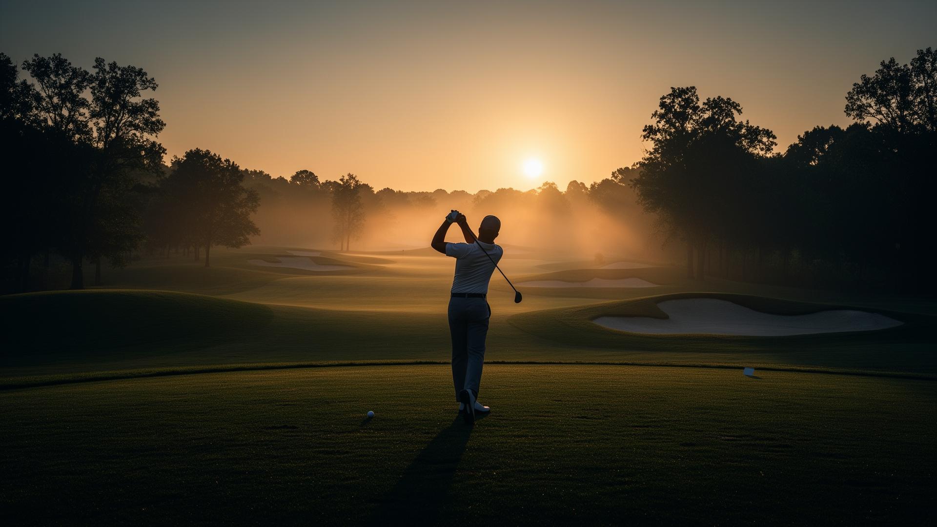 Golfer at dawn